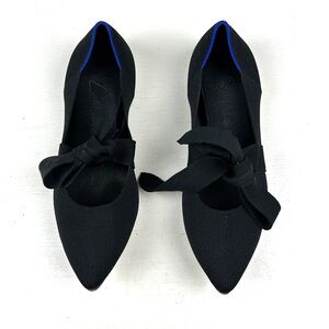 Rothy’s Women's Size 9.5 Black Strap Bow Tie Pointy Toe Mary Jane Shoes